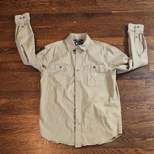 Carhartt Men's Casual Beige Button Down Shirt